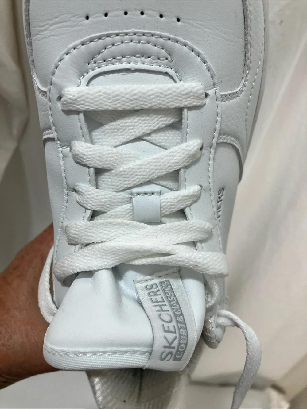 Skechers White Lace-Up Sneakers with Teal Insole